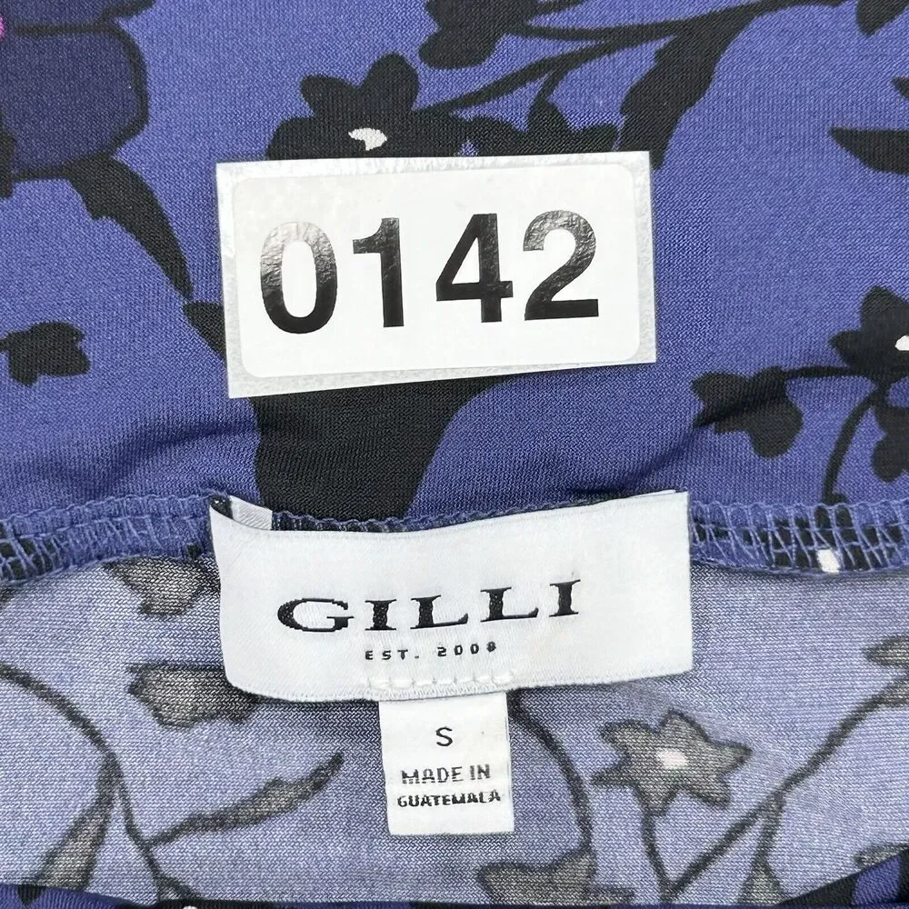 Gilli Skirt Women's Small Purple Floral Flowers Midi Pull On Stretch Lightweight